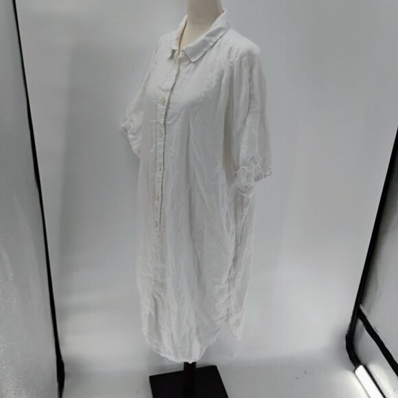 J.Crew White button down shirt dress 100% linen plus size oversized with pockets - Picture 8 of 15